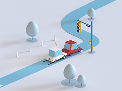 cartoon image of two vehicles collided as a hit-and-run