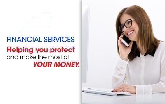 female accountant smiling and working on the computer