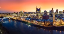 image of Nashville skyline at sunset